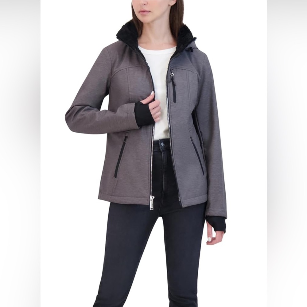 HFX Outdoors Womens Water Wind Resistant Heat Retention Jacket XL Gray Black